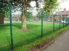 Green mesh panel fence