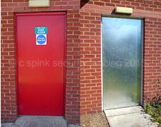 Steel sheet cladding to external access door