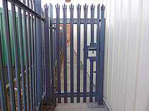 Powder coated steel palisade access gate