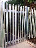 Gavanised palisade pedestrian access gate incorporating a Euro Cylinder key lock