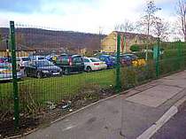 1800mm high green powder coated mesh panel fencing - mesh panels supported on 60x60mm square tube fence posts