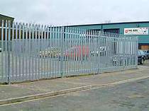 2400mm high galvanised steel palisade fencing with triple pointed tops