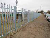 2000mm high galvanised steel palisade fencing with triple pointed tops