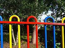 Multi colour bow top railings