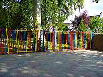 Multi colour bow top railings